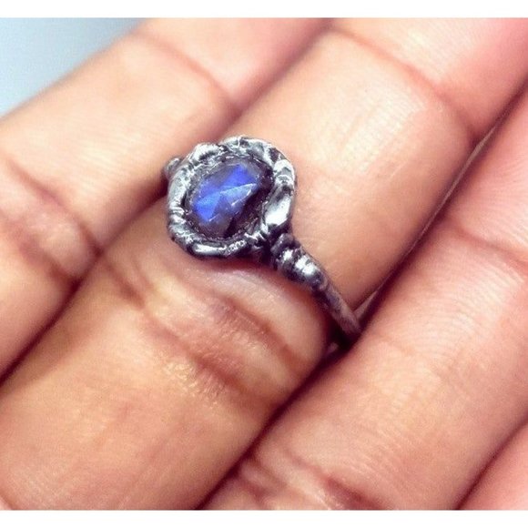 Blue faceted labradorite crystal Ring size 7 - Picture 12 of 12